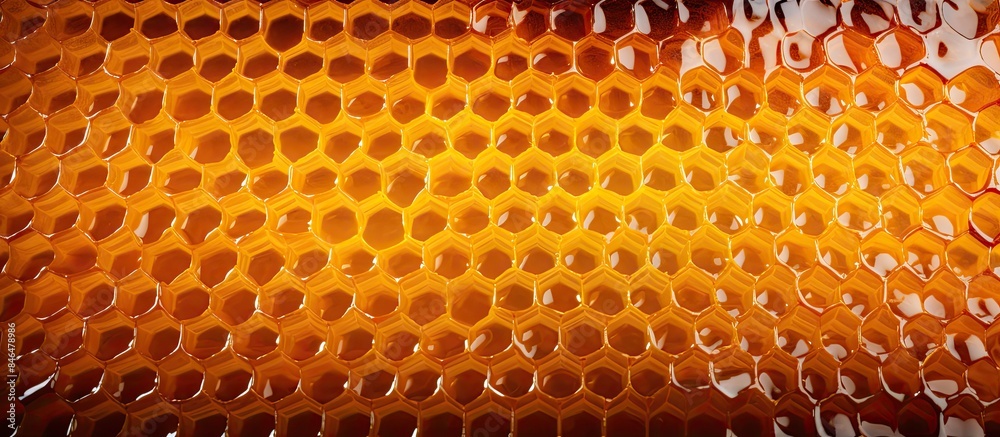 Poster organic raw honeycombs on wooden board honeycomb with honey in the bazaar. copy space available