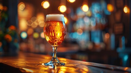 Glass of Beer on wood table