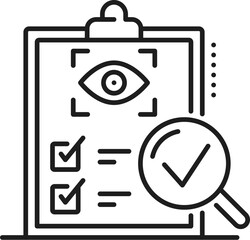Financial analysis icon of transparency in budget, revenue and income, line vector. Banking business and accounting, financial analysis icon of profit, tax and fiscal transactions transparency