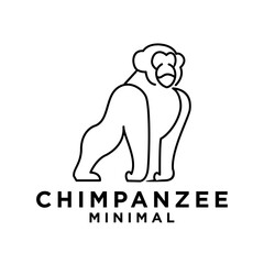 Chimpanzee Line Logo icon design illustration
