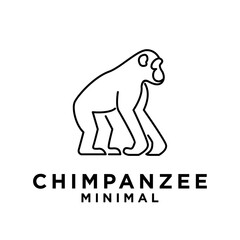 Chimpanzee Line Logo icon design illustration