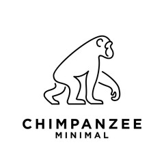 Chimpanzee Line Logo icon design illustration