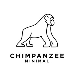 Chimpanzee Line Logo icon design illustration