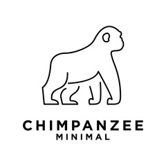 Obraz premium Chimpanzee Line Logo icon design illustration