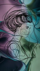 Abstract Woman Line Art Canvas Print