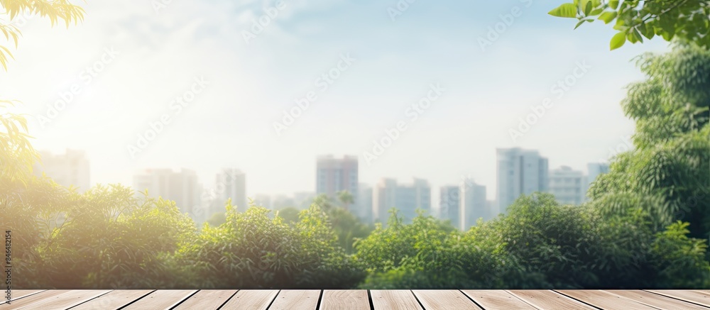 Aufkleber blur nature background with balcony and terrace copy space image