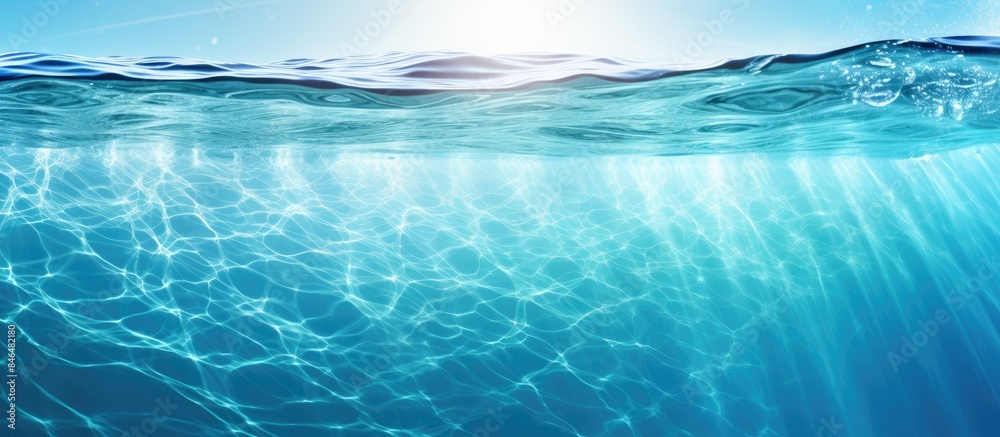Aufkleber the transparent blue water has a sun glare creating a captivating wave texture background perfect fo