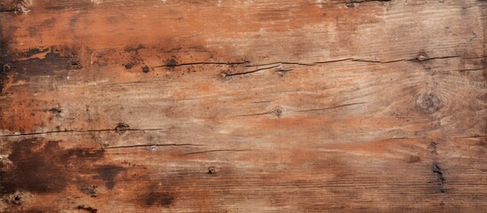 Fototapeta premium Wooden panel with a worn stained and peeling brown paint offering ample space for a copy space image