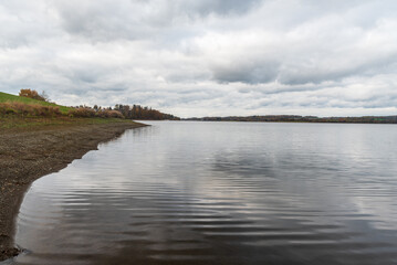 Pohl dam with rural landscape around in Saxony