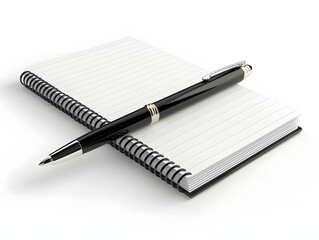 Notebook and pen isolated on white background