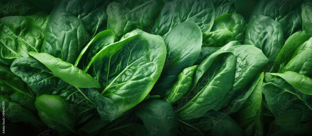 Aufkleber Freshly cut spinach forms an abstract background providing a vibrant and visually appealing copy space image