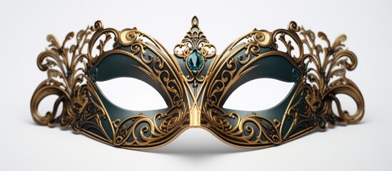 Masquerade mask isolated on white background close up with copy space