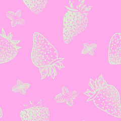 Strawberries with spray texture illustration design seamless pattern