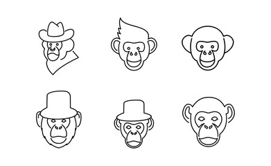 Head Chimpanzee Logo icon design illustration