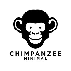 Head Chimpanzee Logo icon design illustration