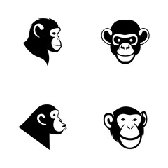 Head Chimpanzee Logo icon design illustration