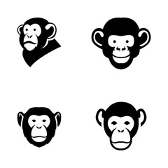 Head Chimpanzee Logo icon design illustration