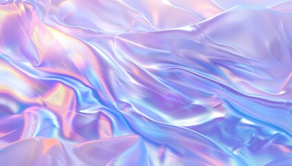 Fototapeta premium Holographic abstract background with blurred fluid shapes in blue, pink, and orange colors.