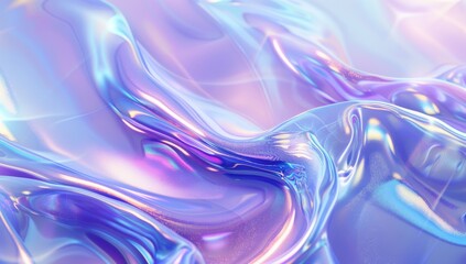 Holographic abstract background with blurred fluid shapes in blue, pink, and orange colors.