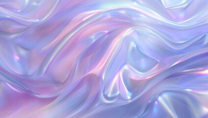 Obraz premium Holographic abstract background with blurred fluid shapes in blue, pink, and orange colors.