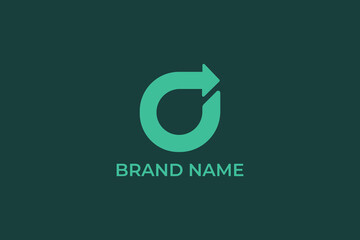letter O arrow logo, letter O forward logo, letter O triangle logo, logomark
