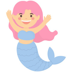 Mermaid cartoon illustration transparent background 