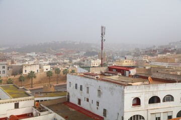 Safi town in ocean mist in Morocco