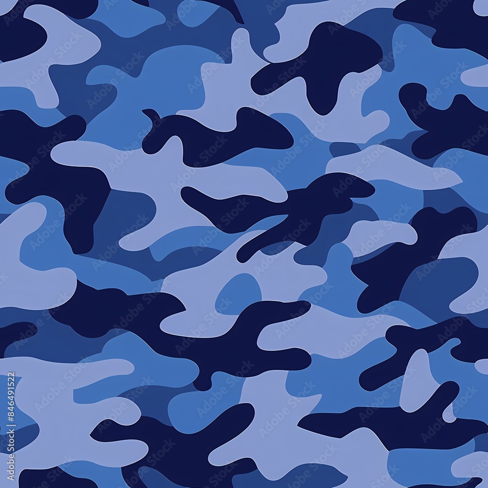 Wall mural Simple Camouflage seamless pattern in Dark blue. Military camouflage. illustration formats 4096 x 4096