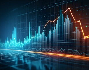 Naklejka premium Graph with a downward line displayed on a computer screen, financial decline concept, highresolution 