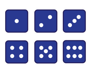 Game dice set isolated on transparent background. Set of dice in flat and linear design from one to six. Traditional game die with marked with different numbers of dots . vector illustration