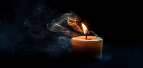 candles elegant background letting up with little fire in the background with text copy space in the middle with abstract with flowers decoration on the side borders 