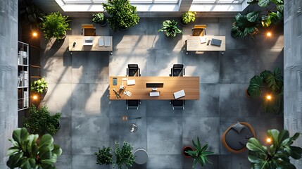 Sleek Modern Co Working Space with Collaborative Workstations and Contemporary Tech Decor