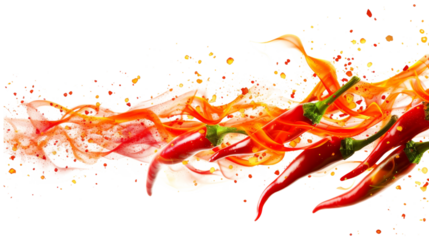 Spicy chili peppers on transparent background