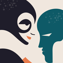  a South Asian man with a beard and a South Asian woman with a bindi, gazing into each other’s eyes background
