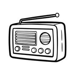 Retro radio. Old School radio cassette tape player icon in flat style on a white background