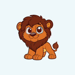 Obraz premium Cute little lion Vector illustration white background.
