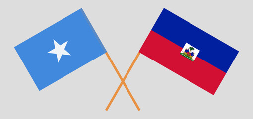 Crossed flags of Somalia and Haiti. Official colors. Correct proportion