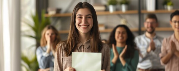 A group of employees celebrating together.
