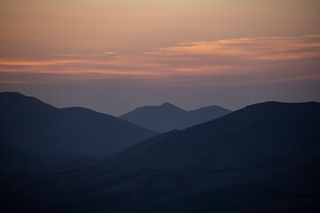 The beautiful nature of Iranian Kurdistan at sunset and the golden light shining on this region