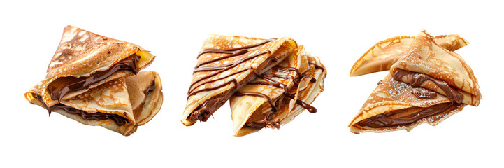 Assorted Crepes with Chocolate Filling Isolated on Transparent Background