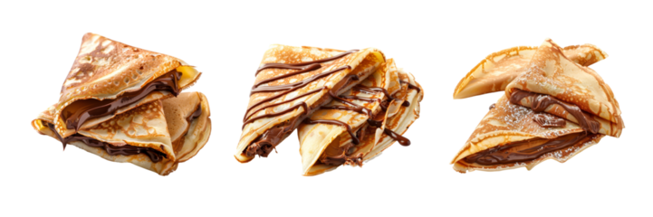 Assorted Crepes with Chocolate Filling Isolated on Transparent Background