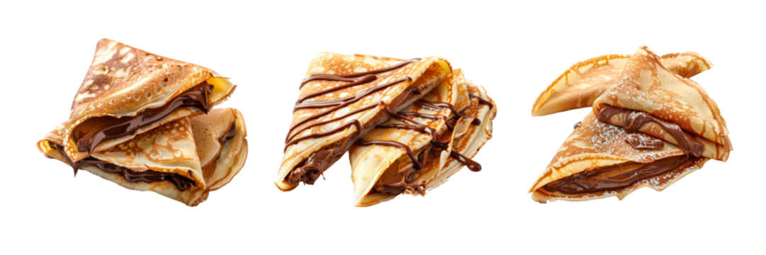 Assorted Crepes with Chocolate Filling Isolated on Transparent Background