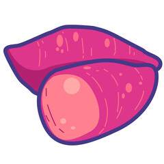 Sweet potato vegetable cartoon icon, sweet potatoes vector illustration, ipomoea batatas or ubi jalar, ubi rambat or ubi manis, ubi jawa or ubi jenderal, petatas or kentang manis, ketela rambat