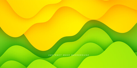 Abstract 3d background. Green and orange gradient wave dynamic abstract background with wave shape and lines. Simple style backdrop colorful fresh creative element. Eps10 vector