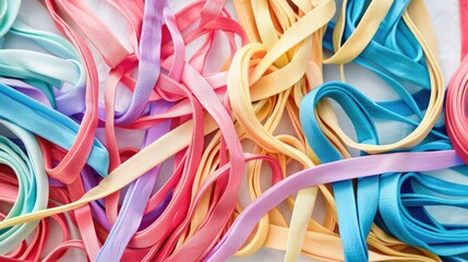 Vivid elastic cotton bands on a blank backdrop
