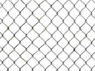Fototapeta premium A silver chain link fence Isolated on Transparent Background