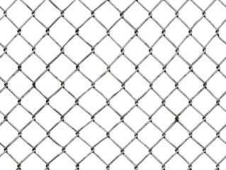 A silver chain link fence Isolated on Transparent Background