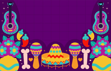 Day of the dead party background vector with pattern