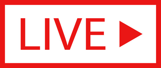 Live streaming icon . Live broadcast video broadcasting icon. Red button sign for news, shows, video, TV, movies. Vector illustration .