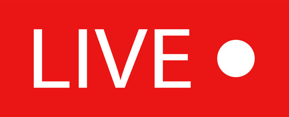 Live streaming icon . Live broadcast video broadcasting icon. Red button sign for news, shows, video, TV, movies. Vector illustration .